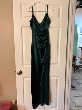Windsor Emerald Green Satin Prom Dress